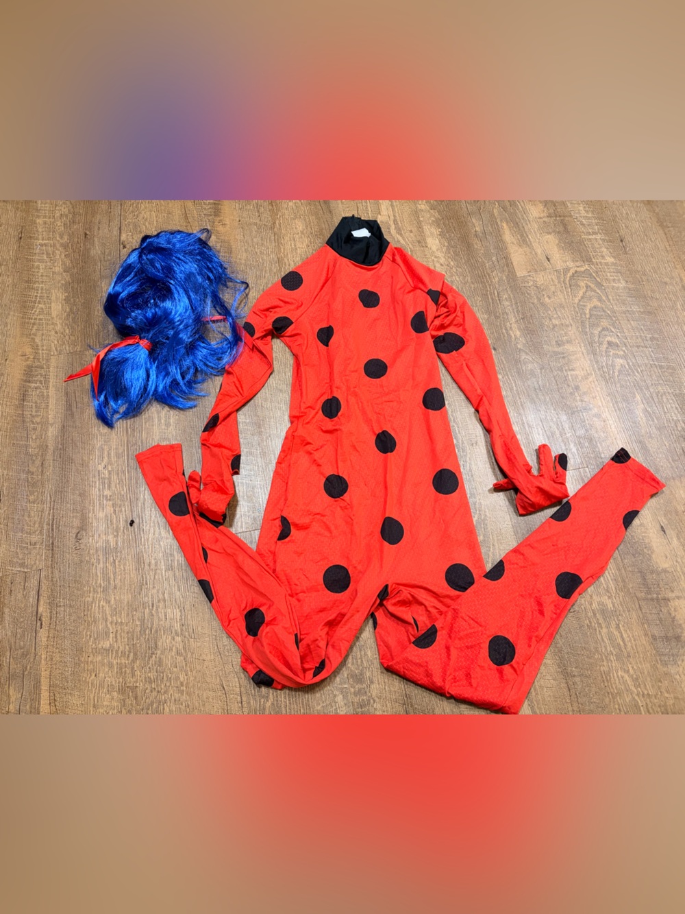 Miraculous Ladybug Halloween Costume with Blue Wig